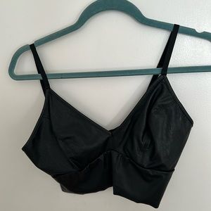 Commando black leather crop top